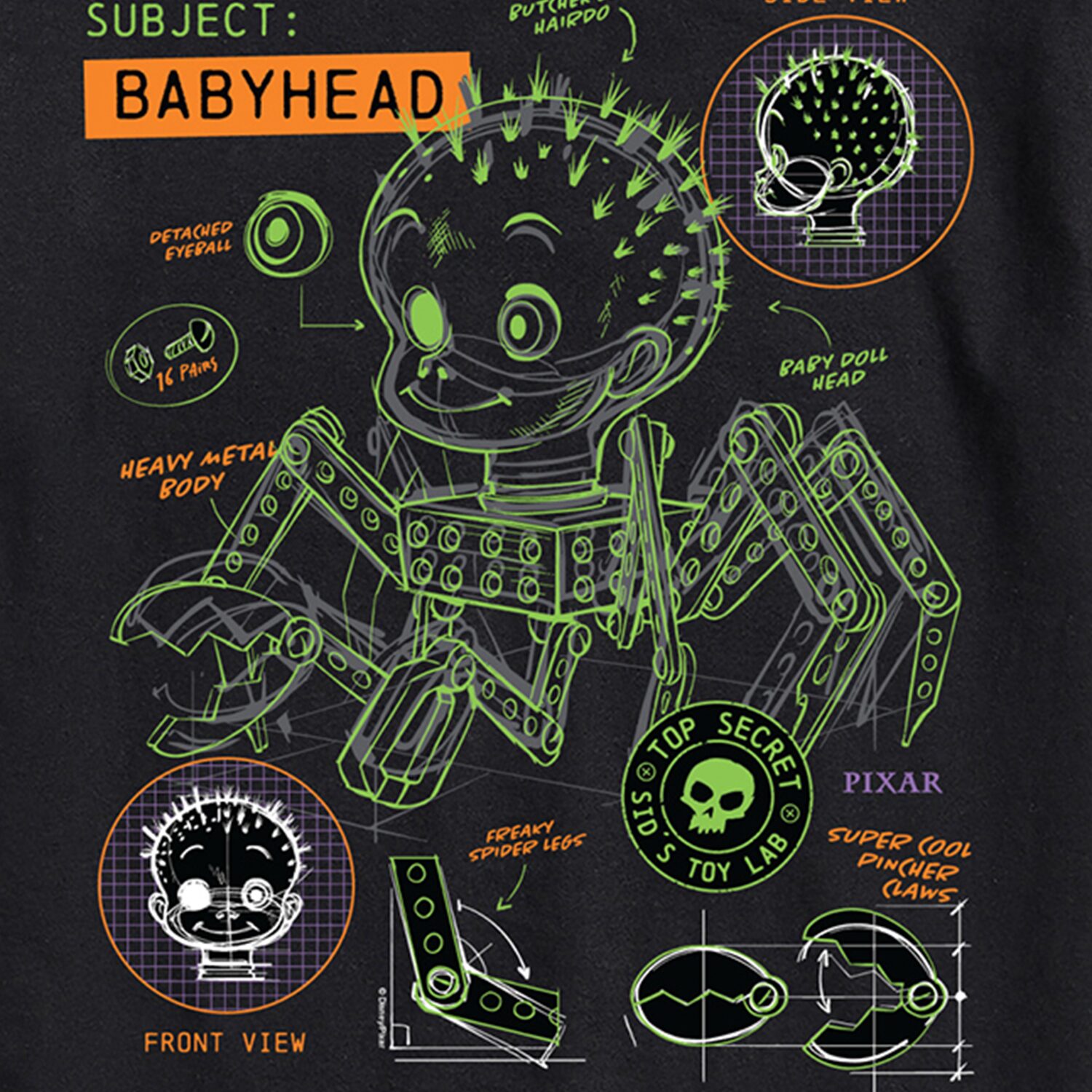 Sids Toy Lab Spider Blue Print Halloween Mens Crew Neck Short Sleeve Regular Fit Story Graphic T-Shirt