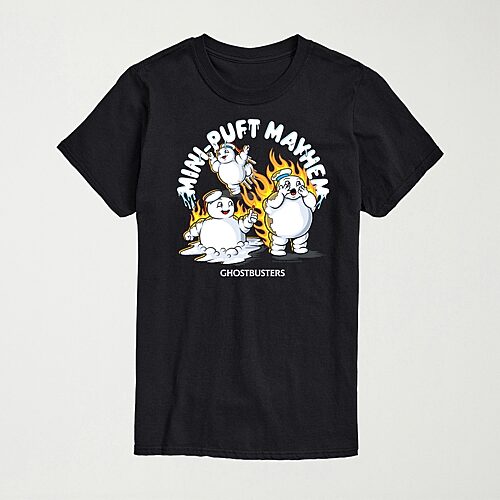 Ghostbusters Mini Pufts Mayhem Mens Crew Neck Short Sleeve Regular Fit Ghostbusters Graphic T-Shirt, Large, Black