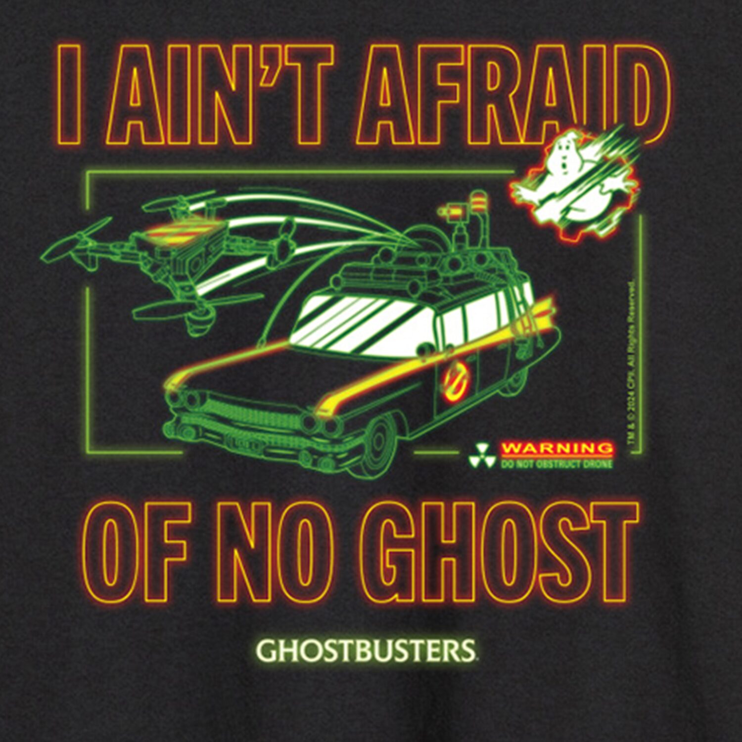 Ghostbusters I Aint Afraid Of No Ghost Ecto 1 Mens Crew Neck Long Sleeve Regular Fit Graphic T-Shirt