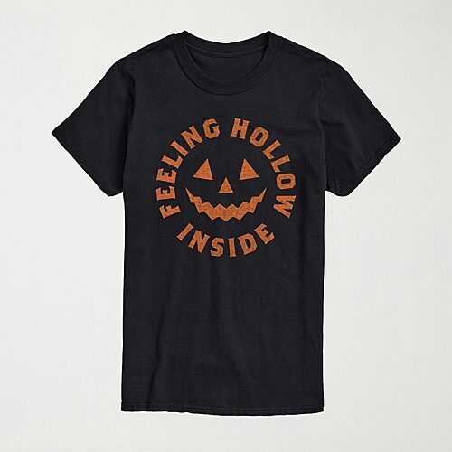 Feeling Hollow Insides Jackolantern Halloween Mens Crew Neck Short Sleeve Regular Fit Graphic T-Shirt, Xx-large, Black
