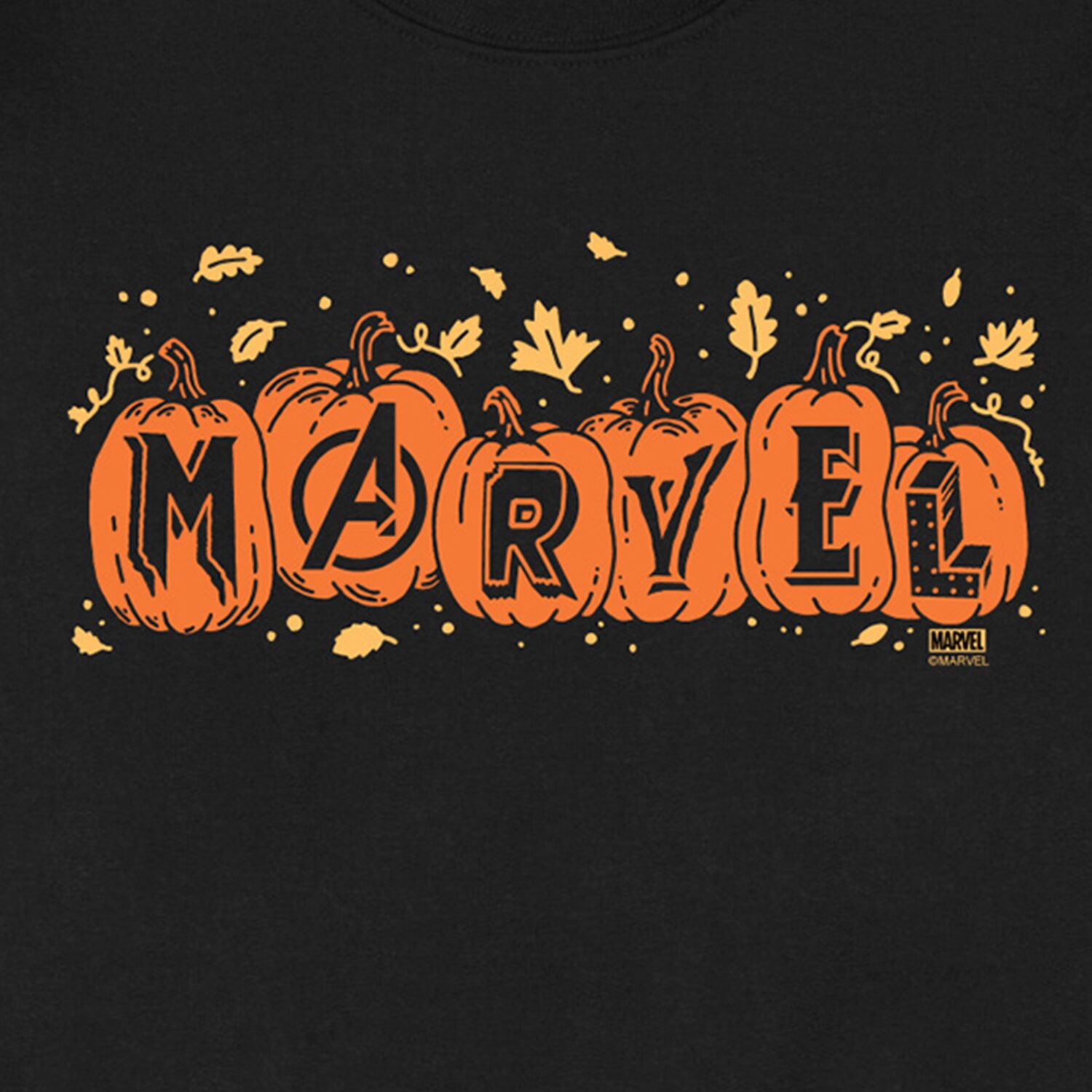 Halloween Pumpkin Mens Crew Neck Long Sleeve Regular Fit Marvel Graphic T-Shirt