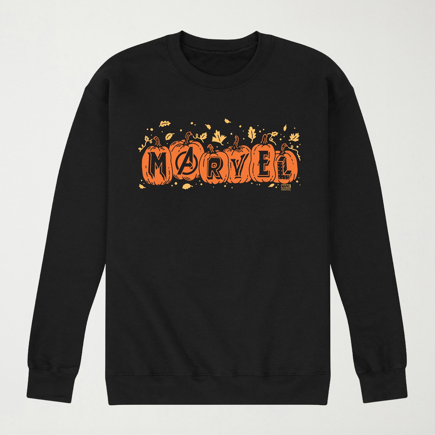 Halloween Pumpkin Mens Crew Neck Long Sleeve Regular Fit Marvel Graphic T-Shirt