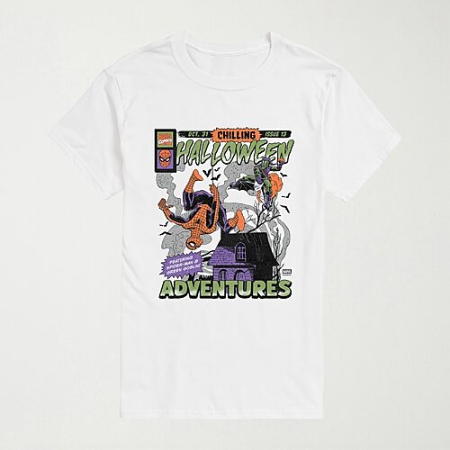 Halloween Adventures Green Goblin Mens Crew Neck Short Sleeve Regular Fit Spiderman Graphic T-Shirt, Xx-large, White
