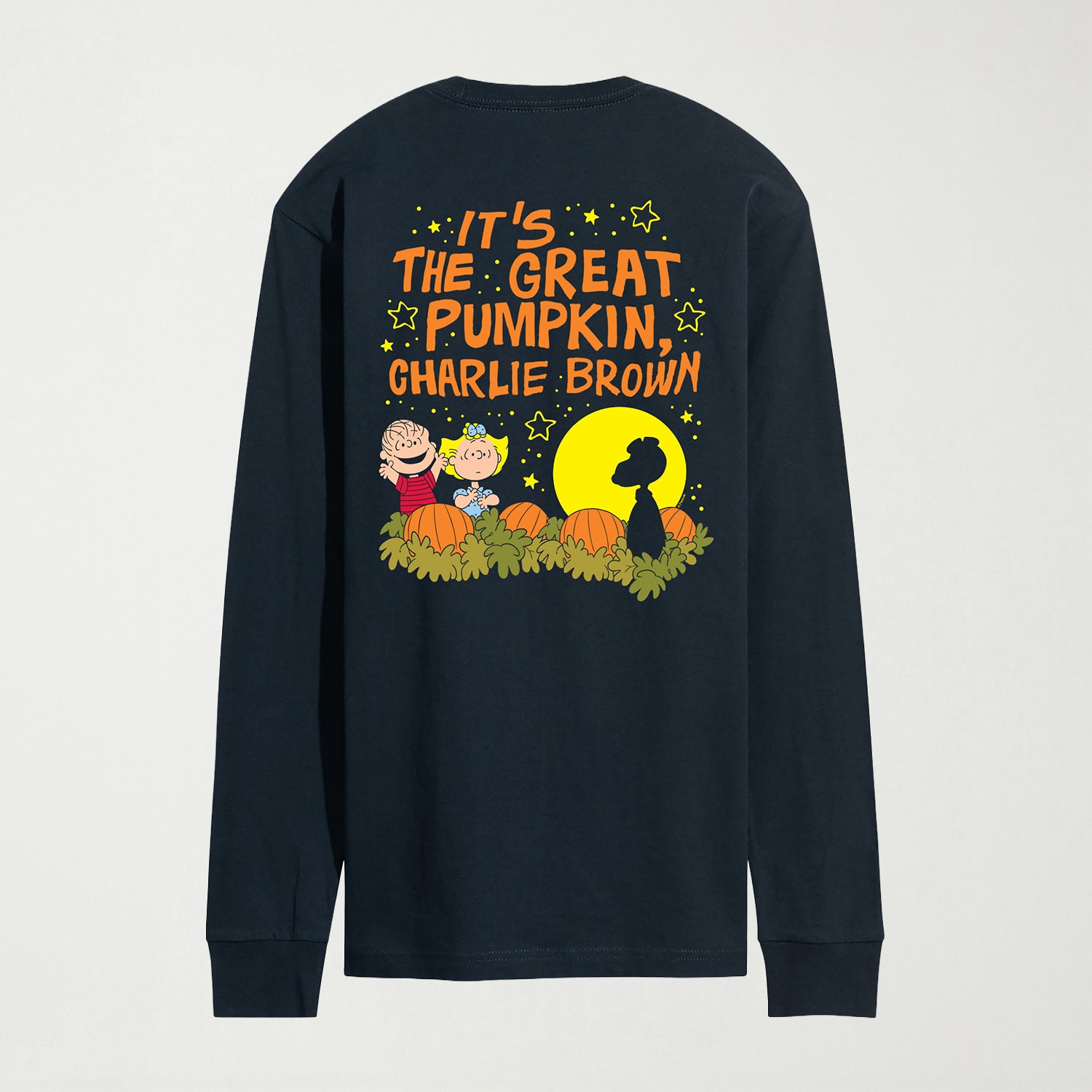 Great Pumpkin 60th Halloween Mens Crew Neck Long Sleeve Regular Fit Peanuts Graphic T-Shirt