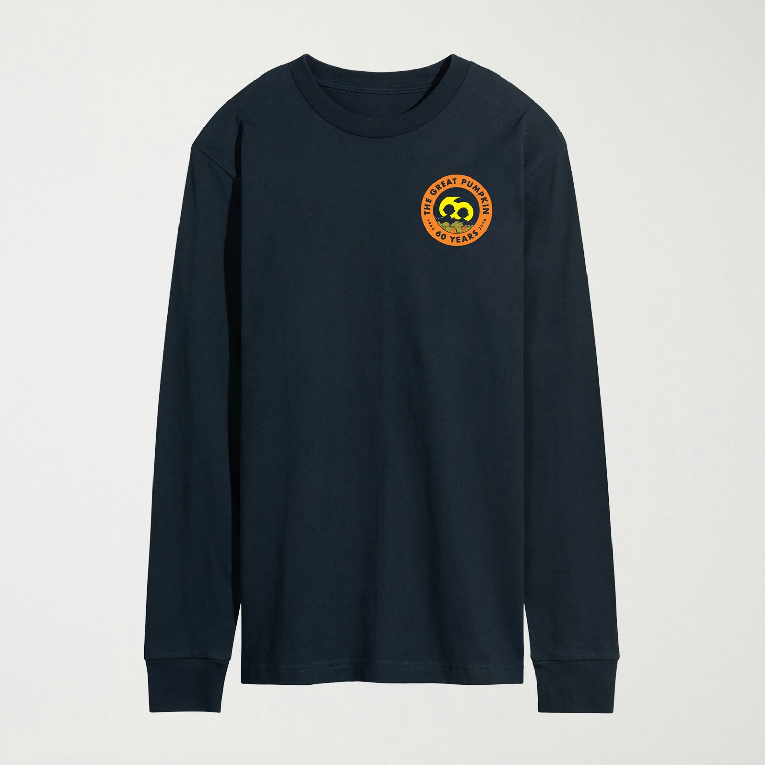 Great Pumpkin 60th Halloween Mens Crew Neck Long Sleeve Regular Fit Peanuts Graphic T-Shirt