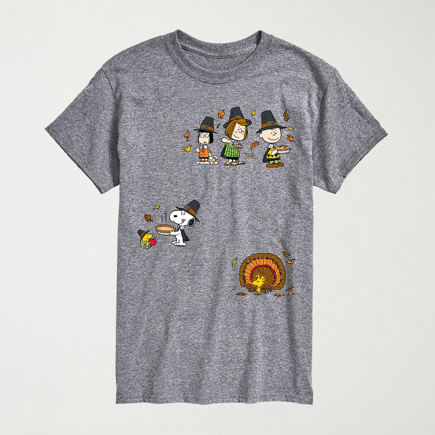 Thanksgiving Mens Crew Neck Short Sleeve Regular Fit Peanuts Graphic T-Shirt