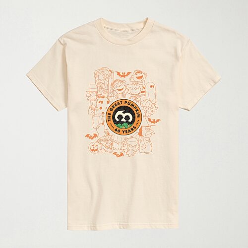 Great Pumpkin 60th Collage Mens Crew Neck Short Sleeve Regular Fit Peanuts Graphic T-Shirt, X-large, Beige
