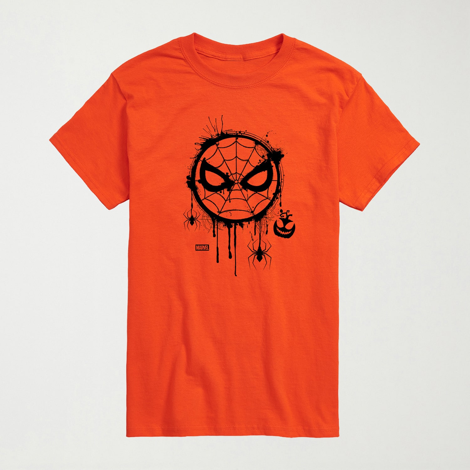 Halloween Web Mens Crew Neck Short Sleeve Regular Fit Spiderman Graphic T-Shirt
