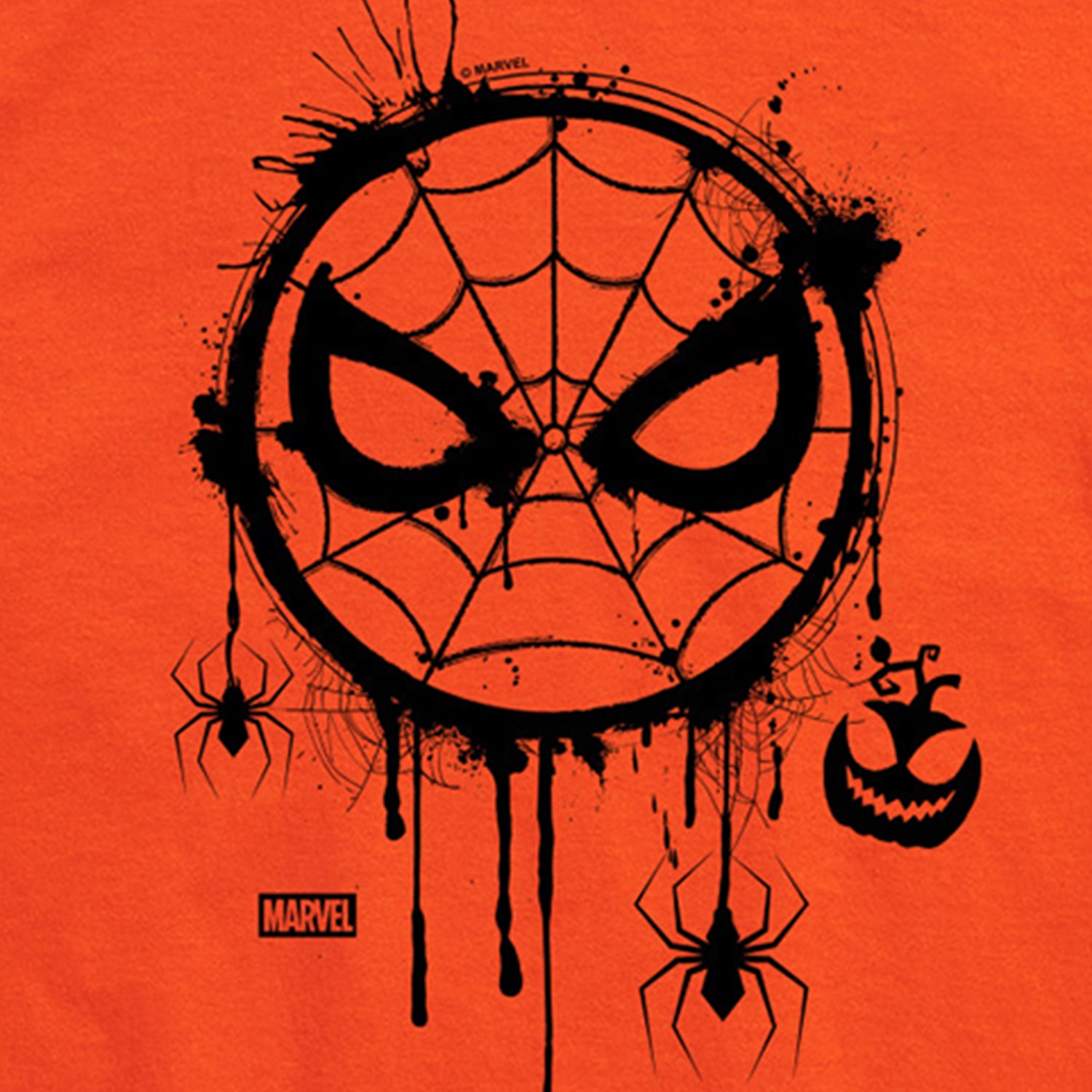 Halloween Web Mens Crew Neck Short Sleeve Regular Fit Spiderman Graphic T-Shirt