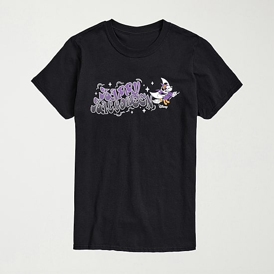 Witch Happy Halloween Mens Crew Neck Short Sleeve Regular Fit Minnie Mouse Graphic T-Shirt