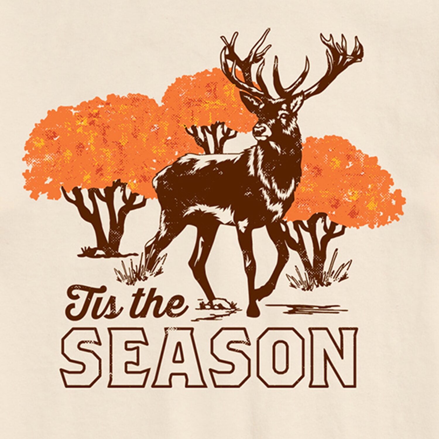 Tis The Season Fall Deers Mens Crew Neck Short Sleeve Regular Fit Graphic T-Shirt
