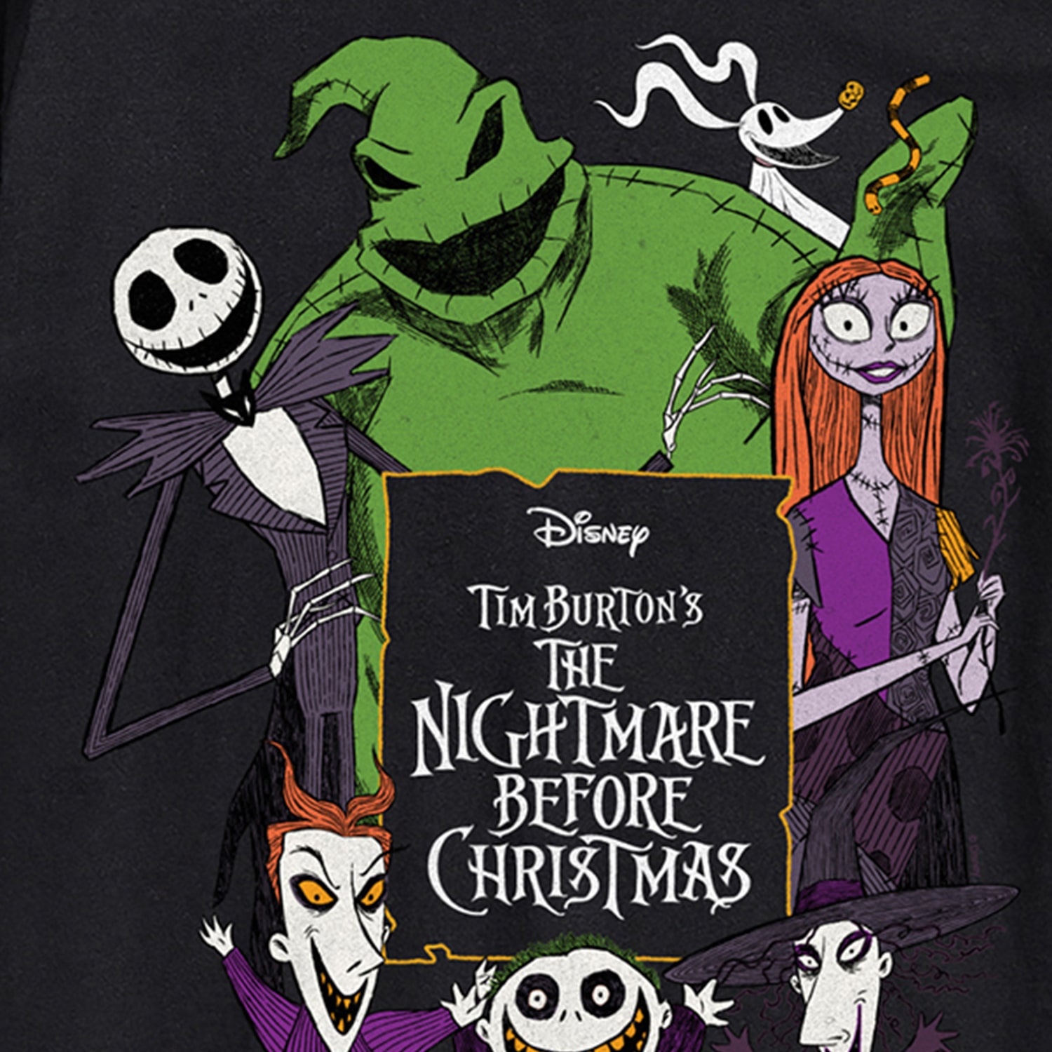 Jack Sally Oogie Boogie Mens Crew Neck Short Sleeve Regular Fit Nightmare Before Christmas Graphic T-Shirt