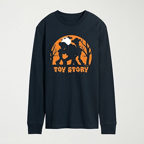 Toy Story Scary Halloween Silhouette Mens Crew Neck Long Sleeve Regular Fit Toy Story Graphic T-Shirt, X-large, Blue