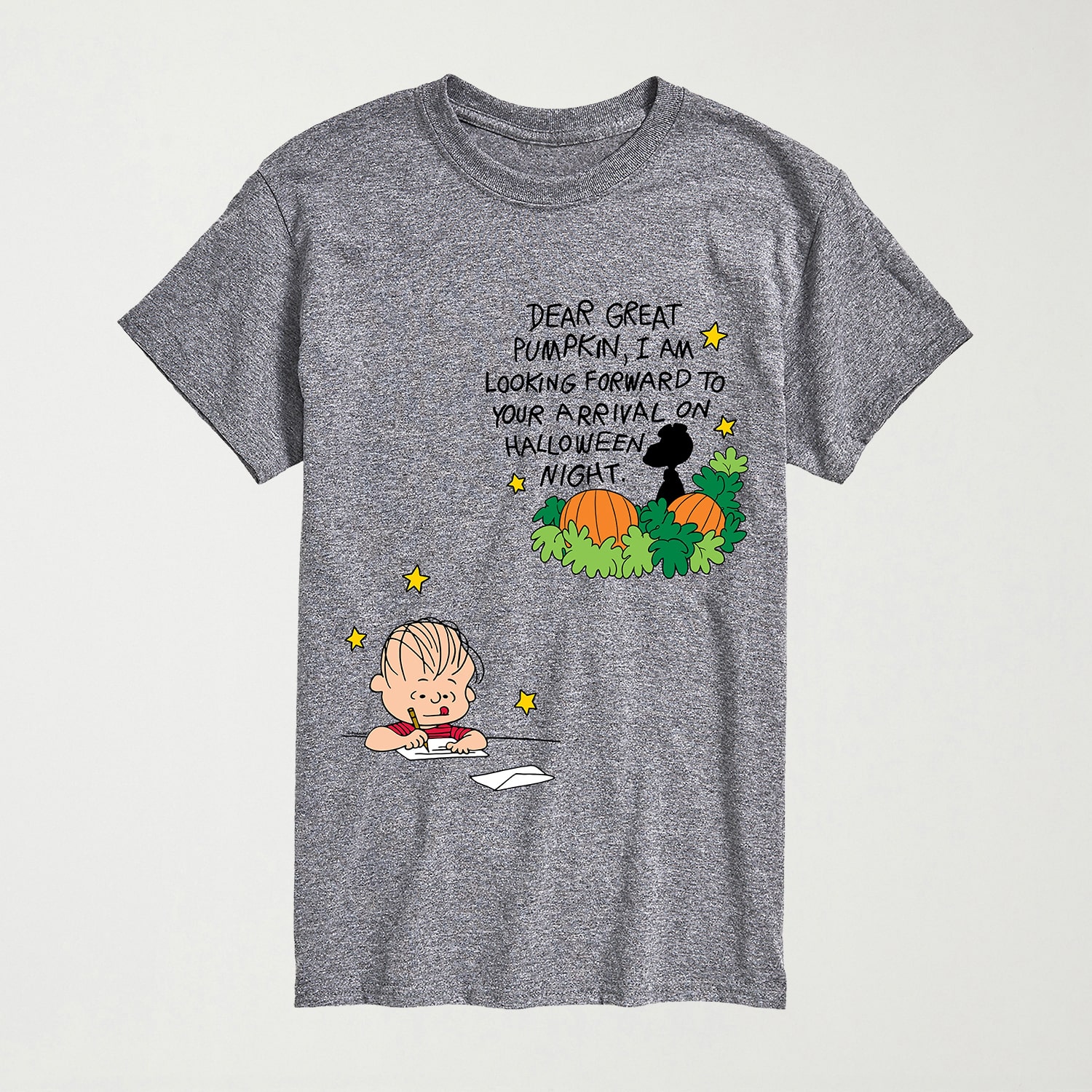 Linus Great Pumpkin Halloween Mens Crew Neck Short Sleeve Regular Fit Peanuts Graphic T-Shirt