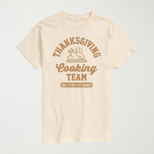 Thanksgiving Cooking Team Mens Crew Neck Short Sleeve Regular Fit Graphic T-Shirt, X-large, Beige