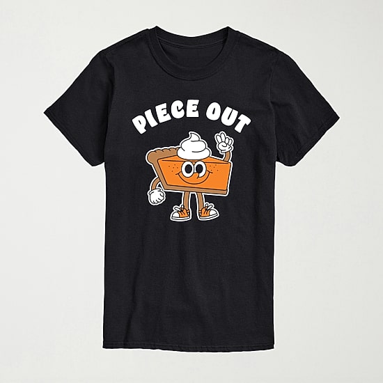 Piece Out Pumpkin Pie Thanksgiving Mens Crew Neck Short Sleeve Regular Fit Graphic T-Shirt