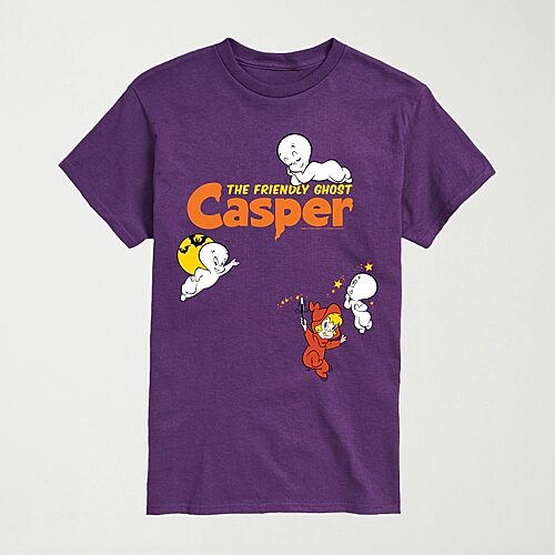 Casper The Friendly Ghost Mens Crew Neck Short Sleeve Regular Fit Graphic T-Shirt, X-large, Purple