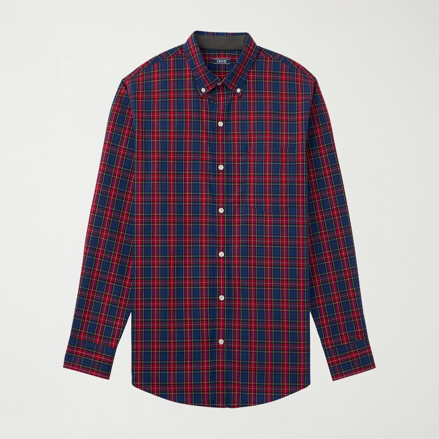 IZOD Tartan Mens Long Sleeve Regular Fit Wrinkle Free Button-Down Shirt
