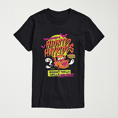 Tow Maters Haunted Hayrides Halloween Mens Crew Neck Short Sleeve Regular Fit Cars Graphic T-Shirt, Xx-large, Black