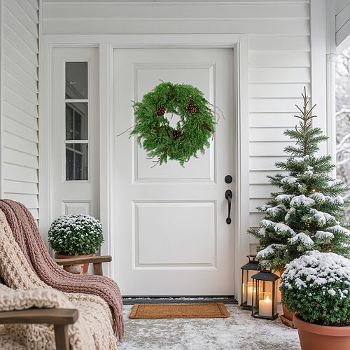 35848835 Pine Cones & Cedar Artificial Christmas Wreath - 26 in. - Unlit - Green
