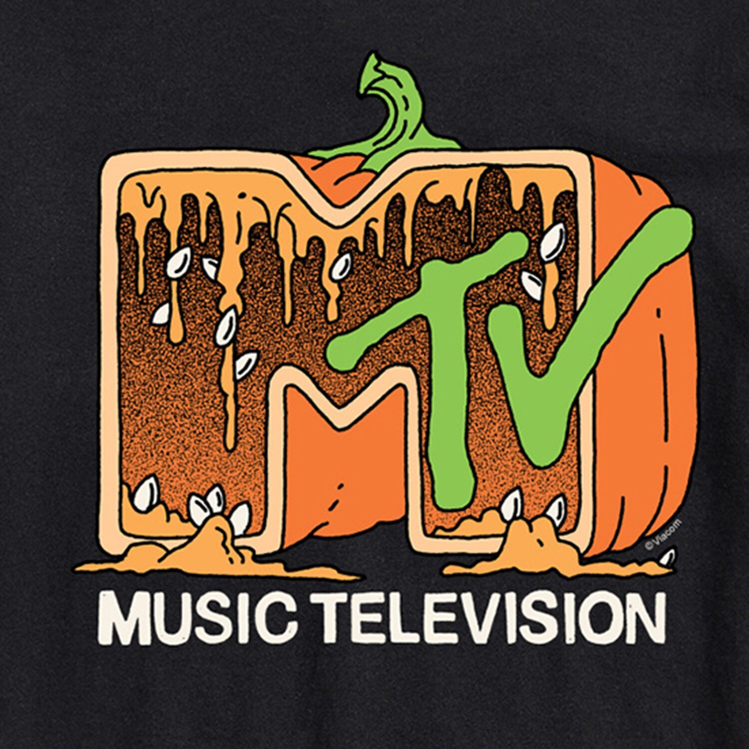 MTV Pumpkin Halloween Mens Crew Neck Short Sleeve Regular Fit Graphic T-Shirt