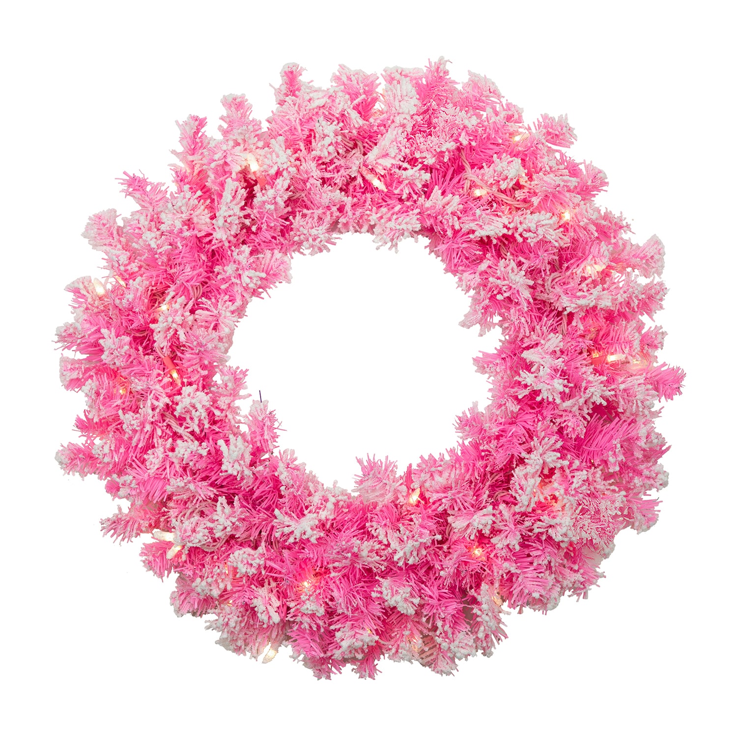 Northlight 24" Pre Lit Flocked Pine Artificial Lights Pre-Lit Wreath