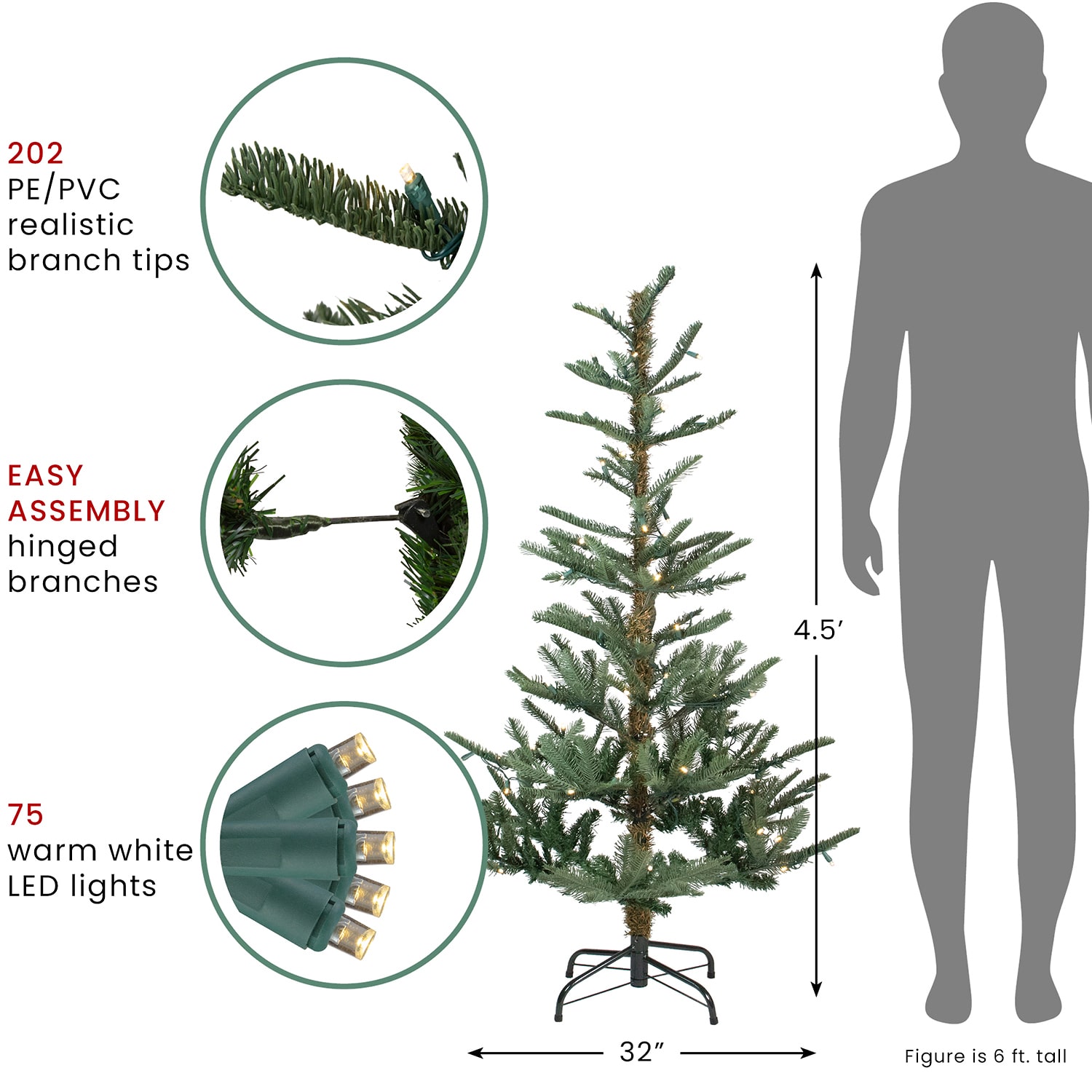 Northlight Real Touch Pre Lit Slim Nordmann Artificial Led Lights 5 Foot Fir Christmas Tree