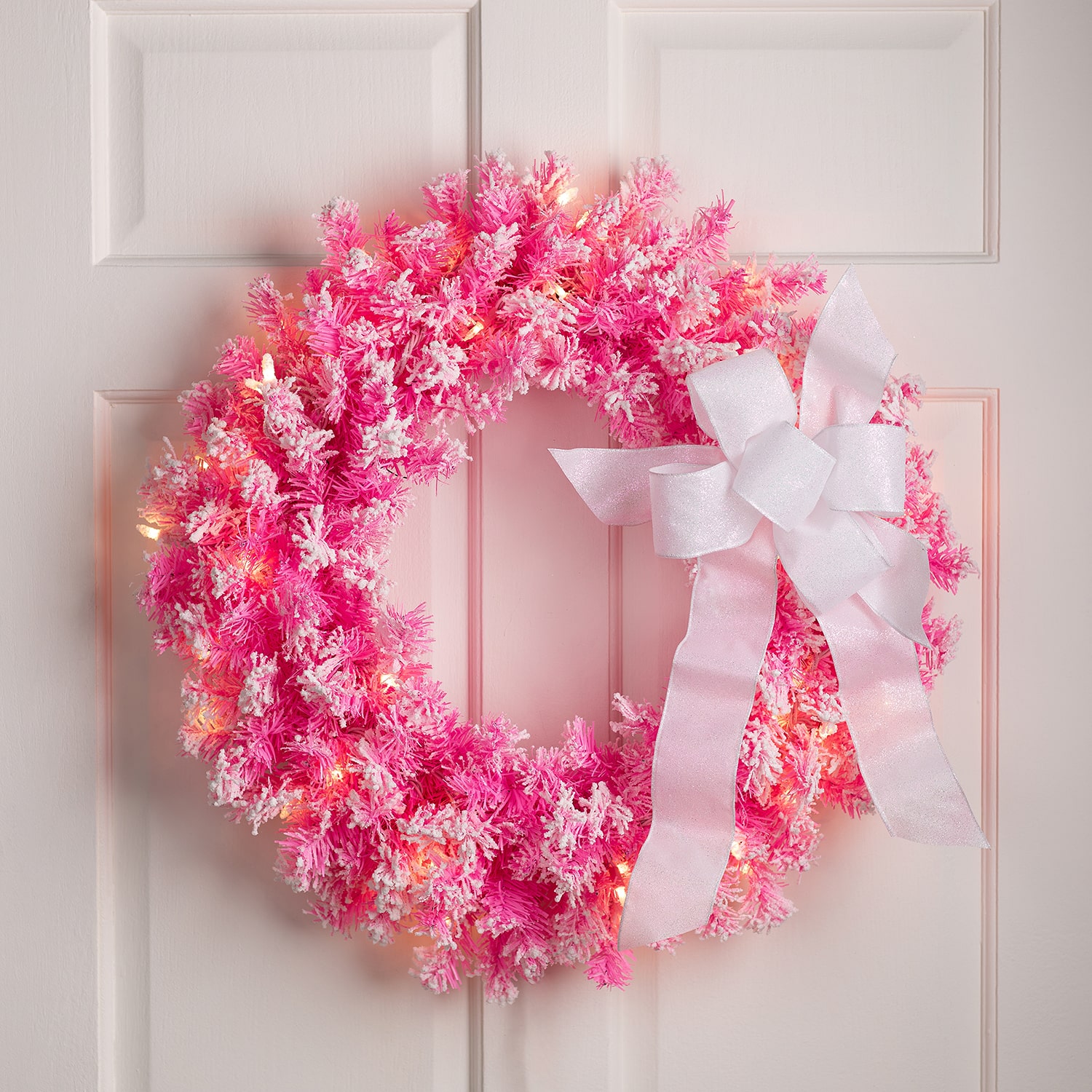 Northlight 24" Pre Lit Flocked Pine Artificial Lights Pre-Lit Wreath