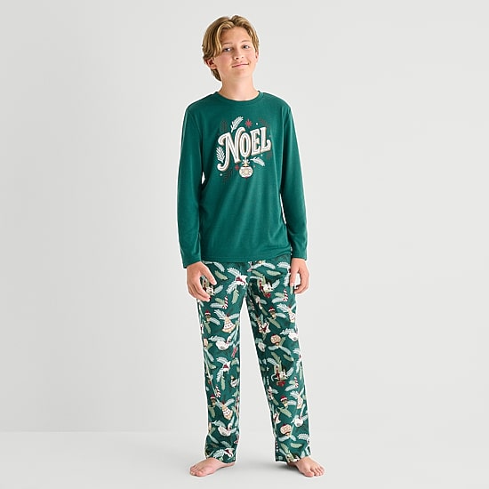 North Pole Trading Co. Little & Big Kid Unisex Adaptive Easy-on + Easy-off Crew Neck Long Sleeve 2-pc. Matching Family Pajama Set