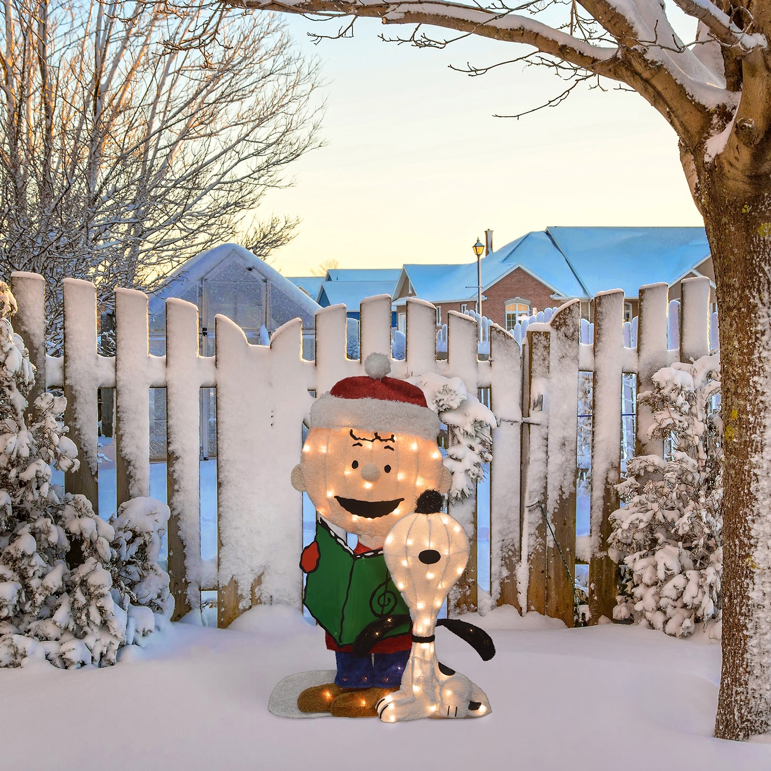 Northlight 32" Led Lighted Peanuts Charlie And Snoopy Caroling Outdoor Christmas Yard Art