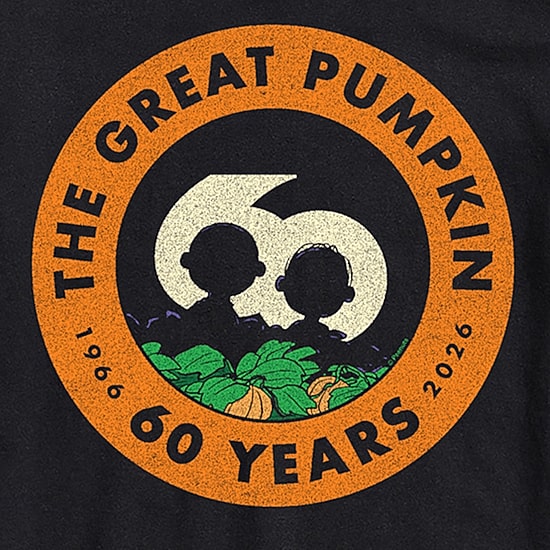 Great Pumpkin 60 Logo Mens Crew Neck Short Sleeve Regular Fit Peanuts Graphic T-Shirt
