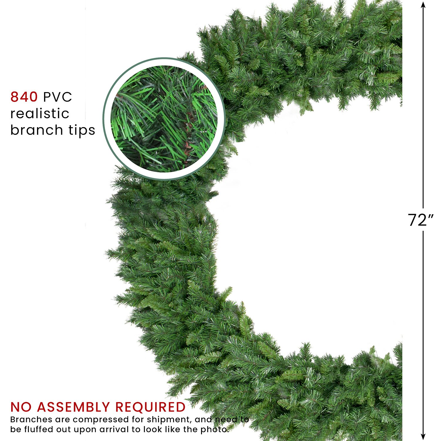 Northlight 72" Commercial Lush Mixed Pine Artificial Wreath