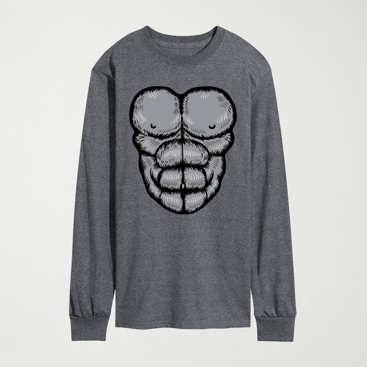 Gorilla Chest Costume Mens Crew Neck Long Sleeve Regular Fit Graphic T-Shirt
