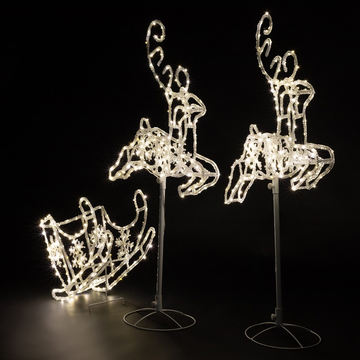 Northlight Led Lighted Icy Reindeer And Sleigh Yard Christmas Yard Art