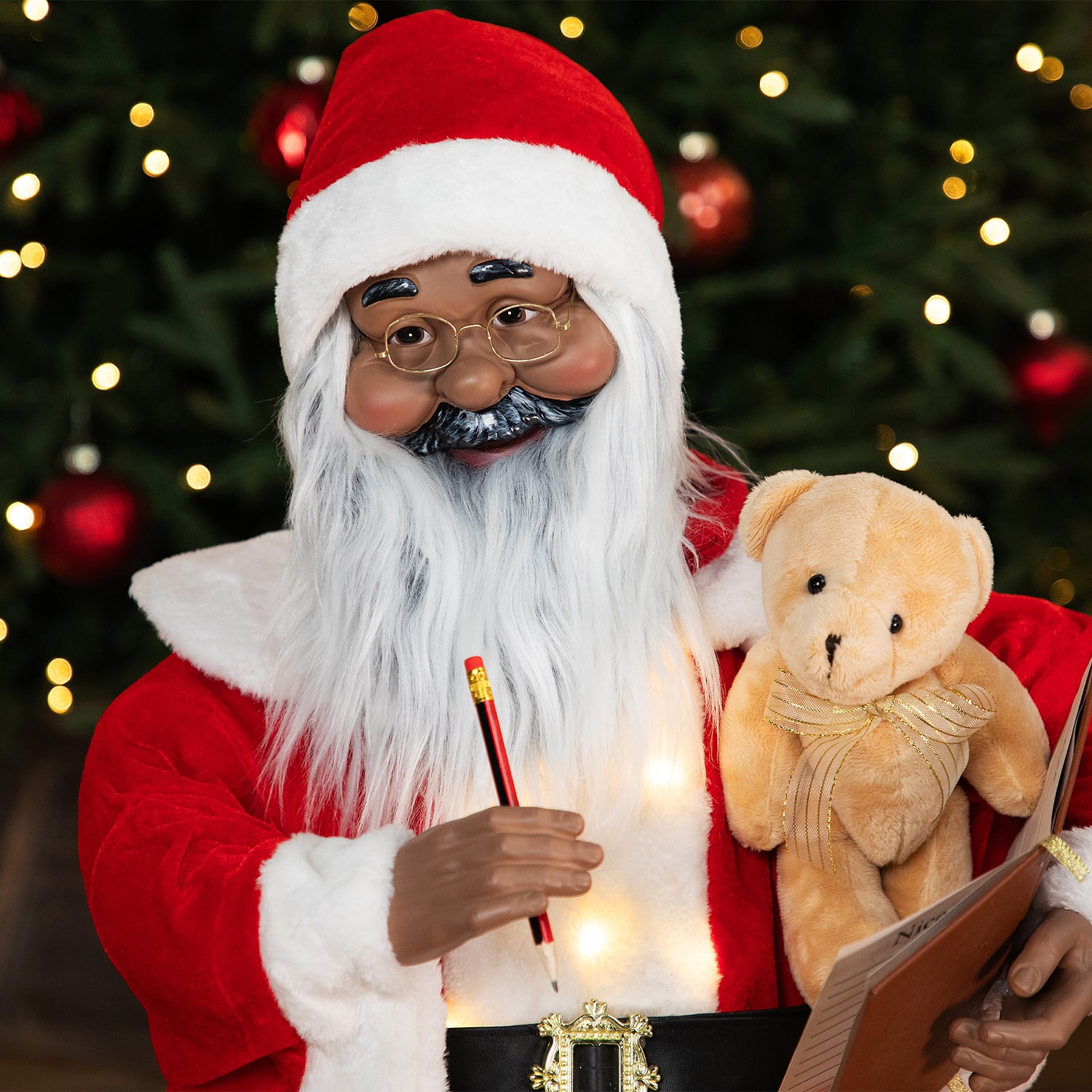 Northlight 32" Lighted And Animated Musical African American Santa Christmas Figurine