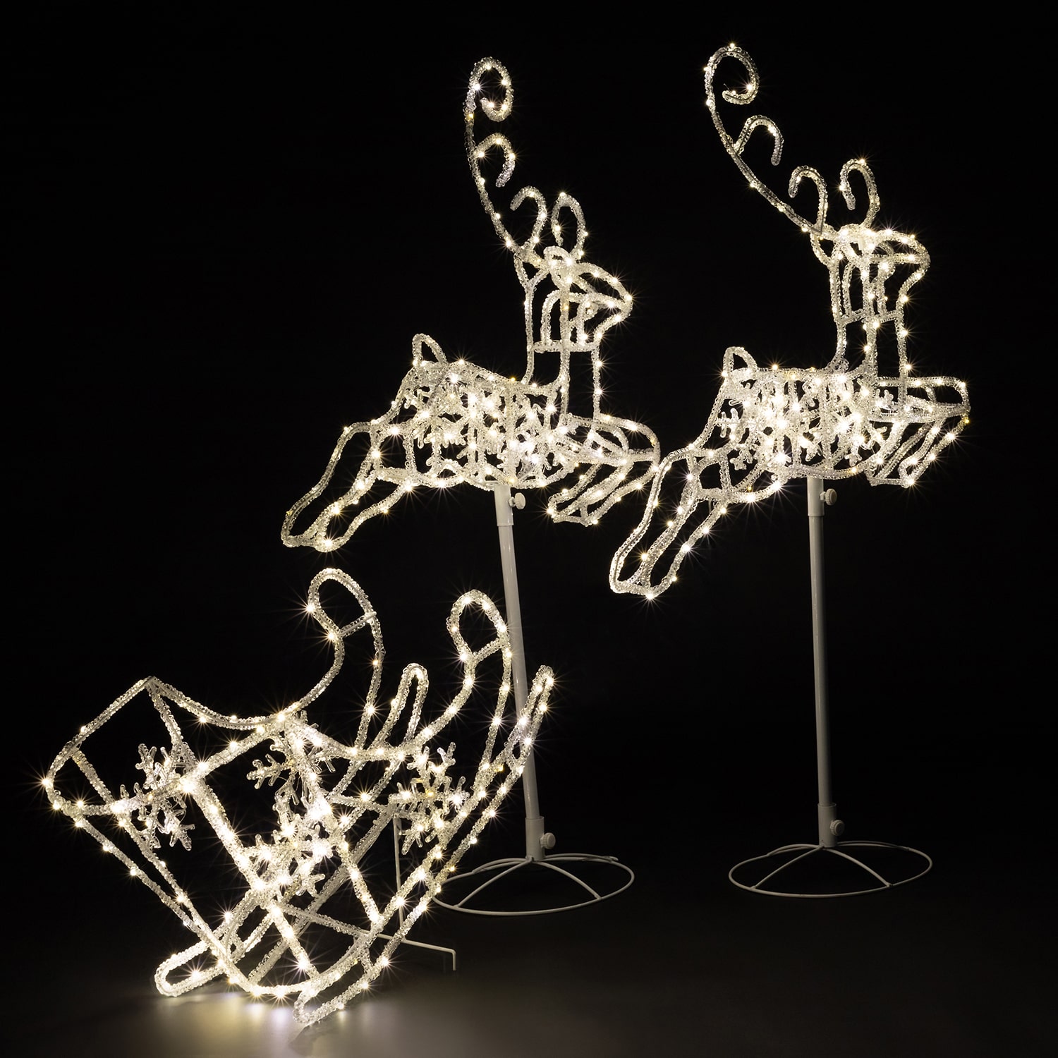 Northlight Led Lighted Icy Reindeer And Sleigh Yard Christmas Yard Art