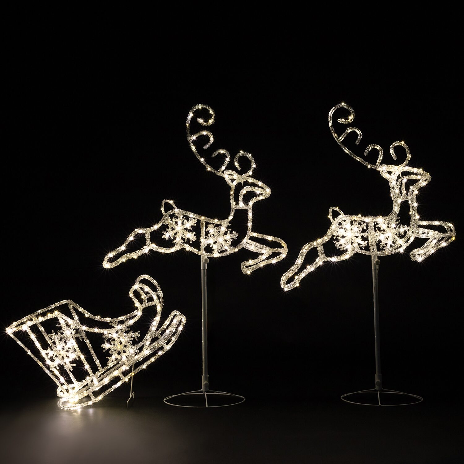 Northlight Led Lighted Icy Reindeer And Sleigh Yard Christmas Yard Art