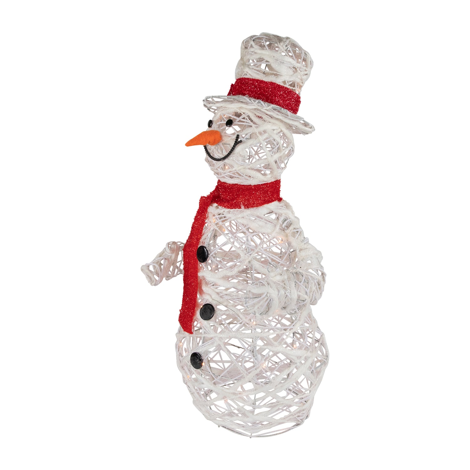 Northlight 28" Lighted Glittered Rattan Snowman Outdoor Lights Christmas Yard Art