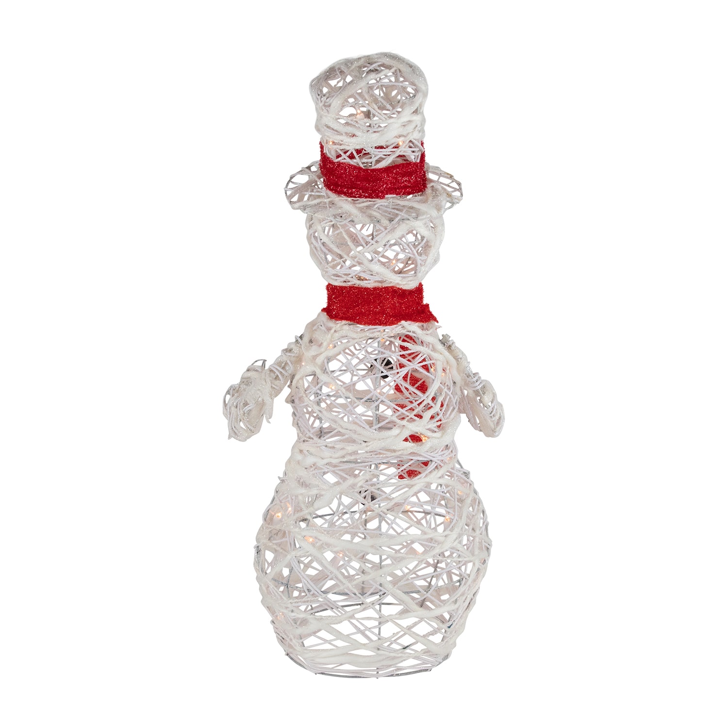 Northlight 28" Lighted Glittered Rattan Snowman Outdoor Lights Christmas Yard Art