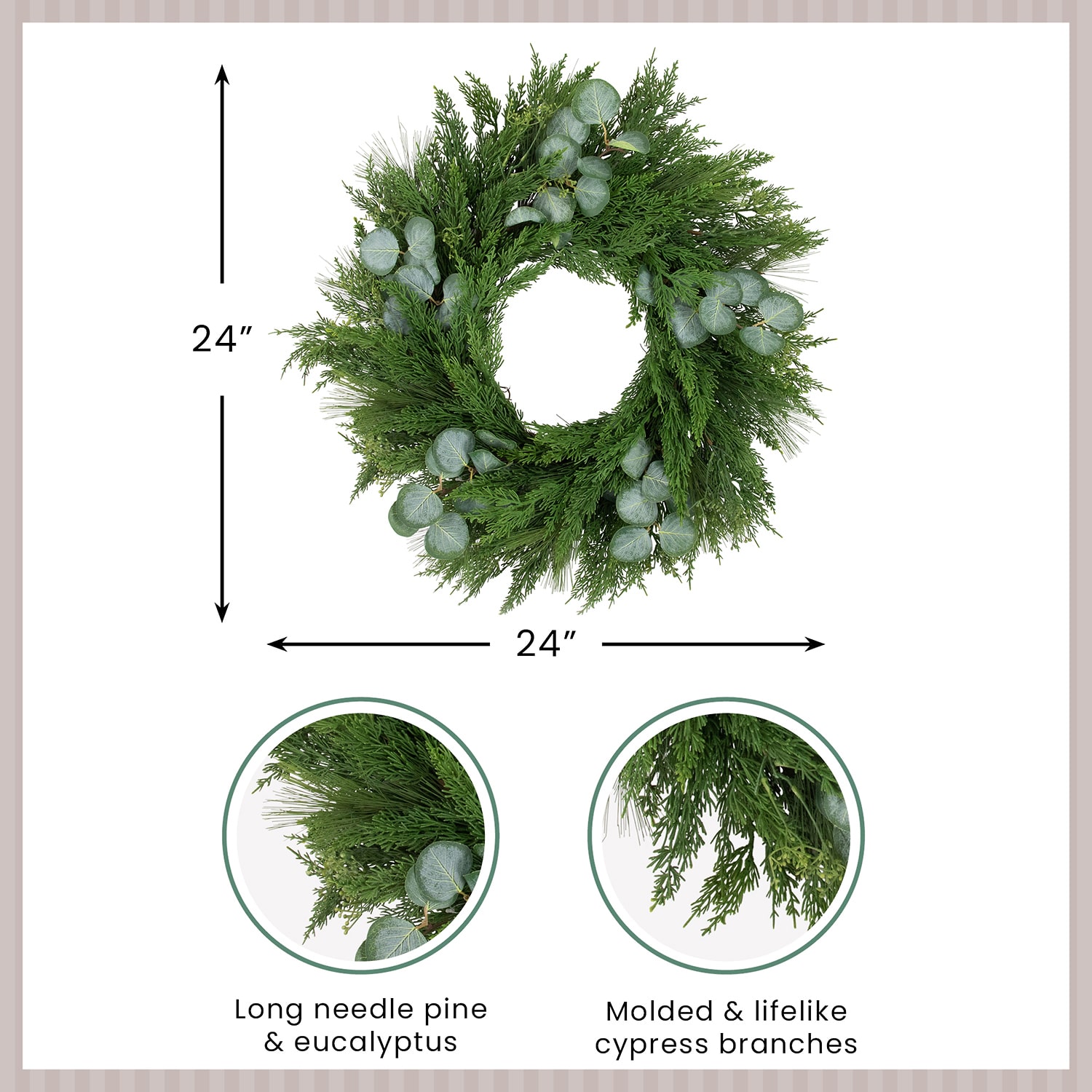 Northlight 24" Real Touch Mixed Pine And Eucalyptus Artificial Wreath