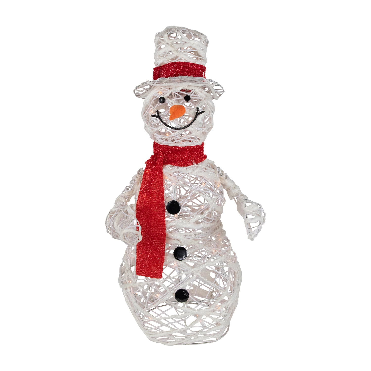 Northlight 28" Lighted Glittered Rattan Snowman Outdoor Lights Christmas Yard Art