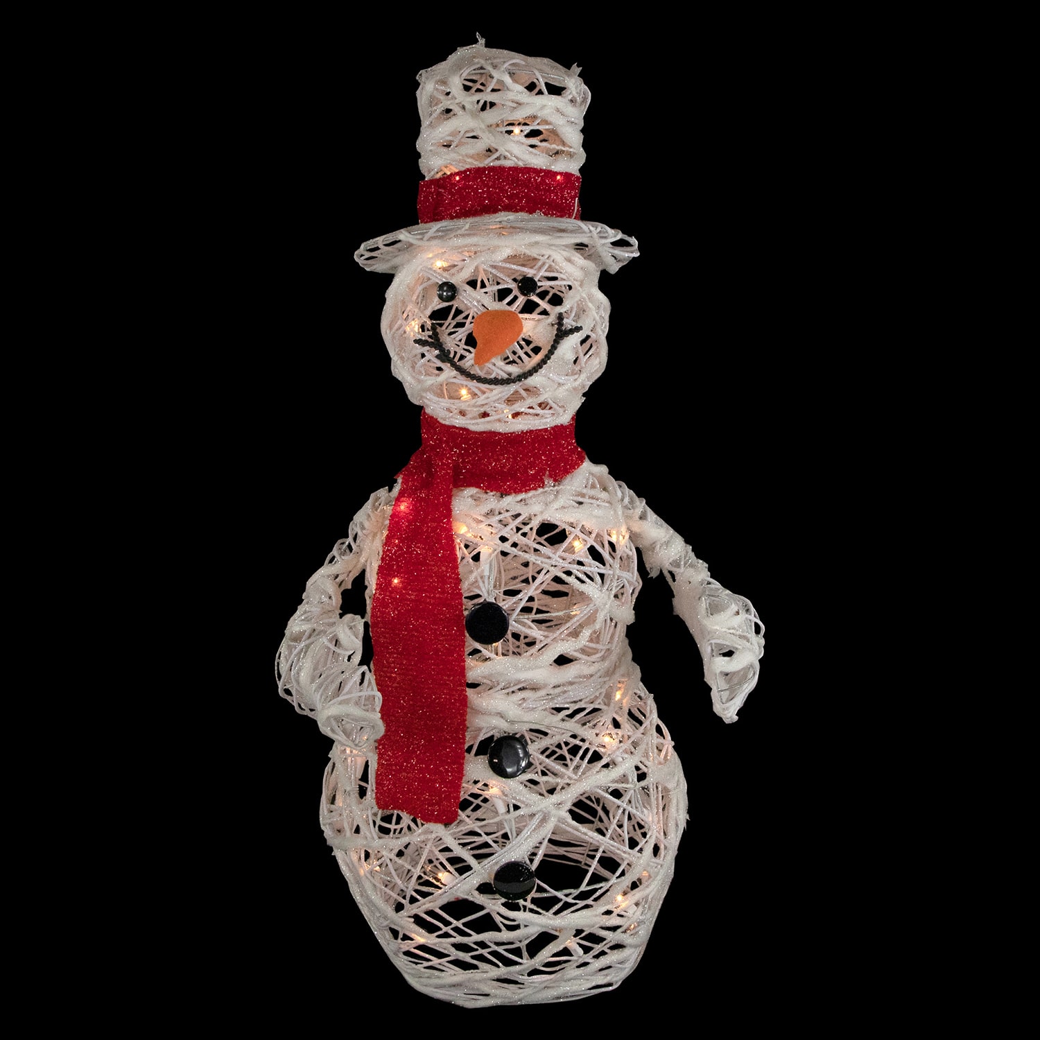 Northlight 28" Lighted Glittered Rattan Snowman Outdoor Lights Christmas Yard Art