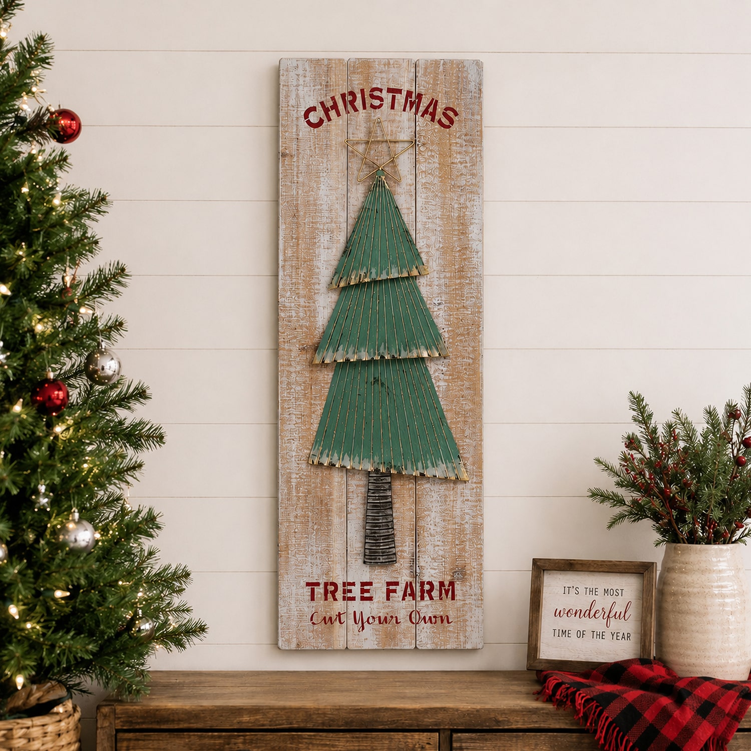 Northlight 35.5" Cut Your Own Tree Farm Wooden Matted Wall Art