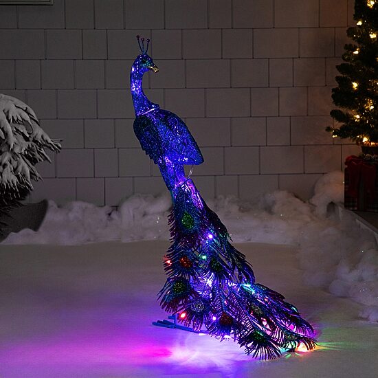 Northlight 36" Led Lighted Glittered Peacock Outdoor Yard Christmas Yard Art