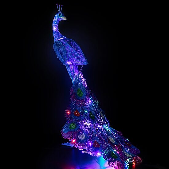 Northlight 36" Led Lighted Glittered Peacock Outdoor Yard Christmas Yard Art