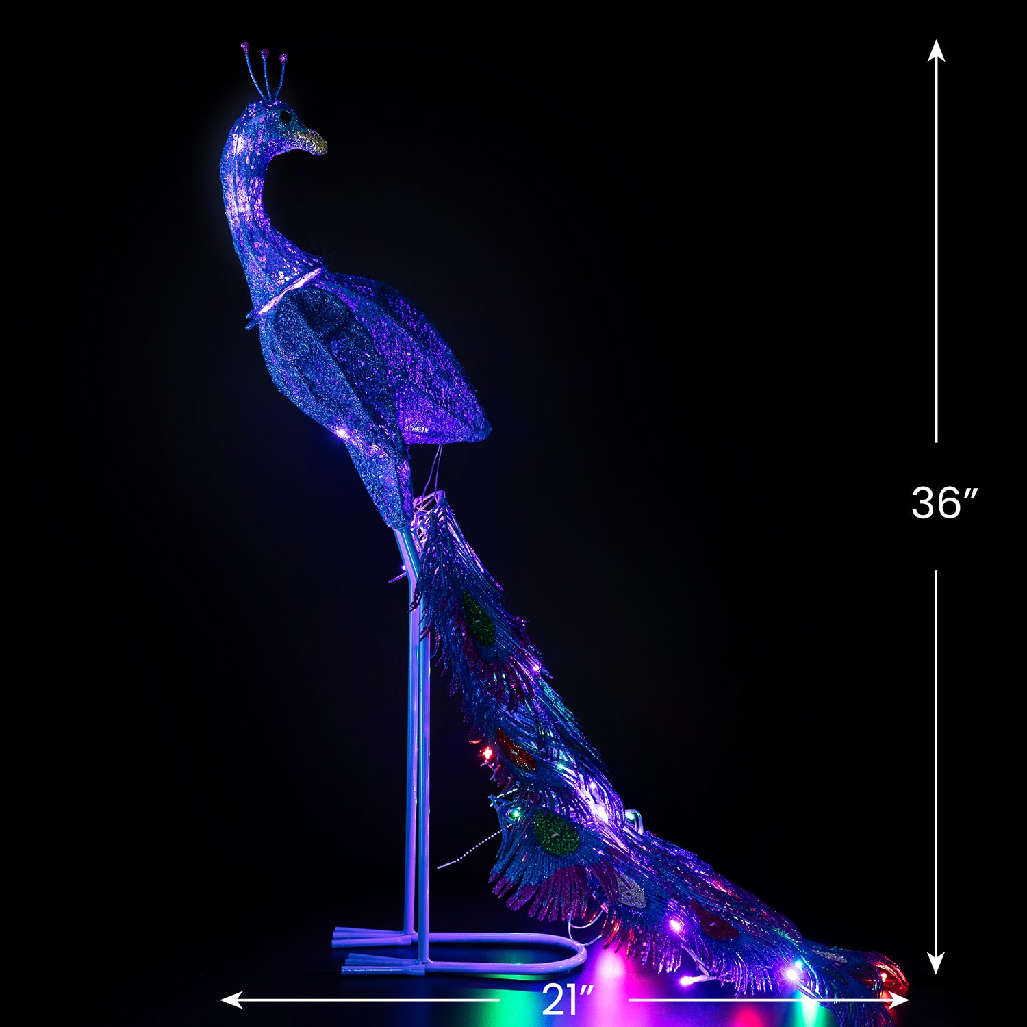 Northlight 36" Led Lighted Glittered Peacock Outdoor Yard Christmas Yard Art