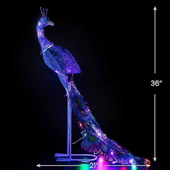 Northlight 36" Led Lighted Glittered Peacock Outdoor Yard Christmas Yard Art