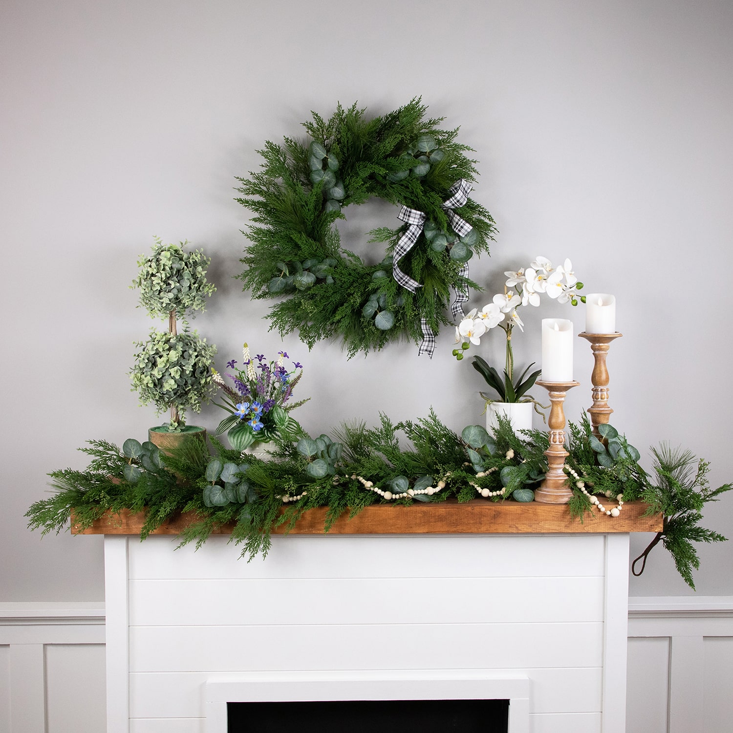Northlight 6ft Real Touch Eucalyptus And Mixed Pine Artificial Christmas Outdoor Garland