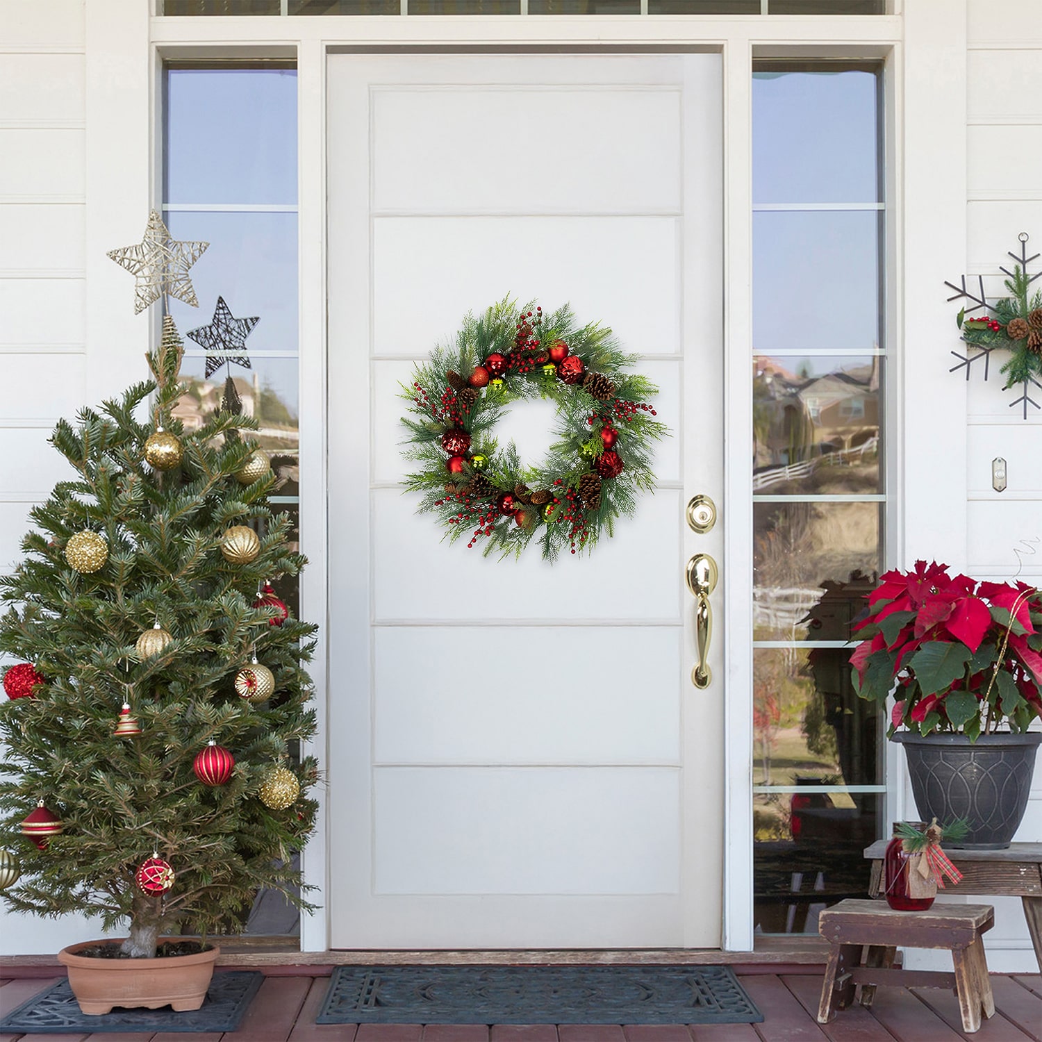 Northlight 36" Real Touch Berries Pinecones And Ornaments Artificial Wreath