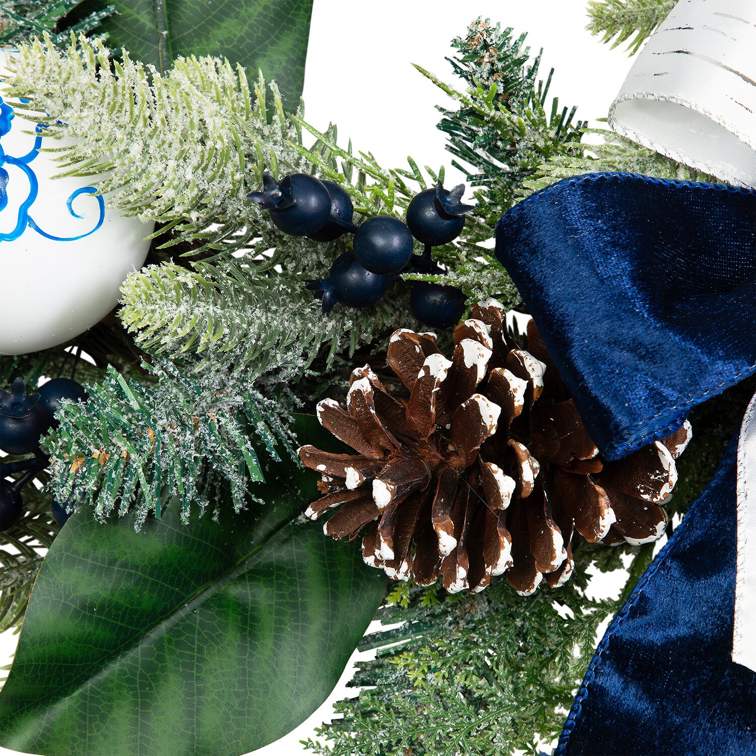 Northlight 24" Frosted Pine With Blueberries Bows And Ornaments Wreath